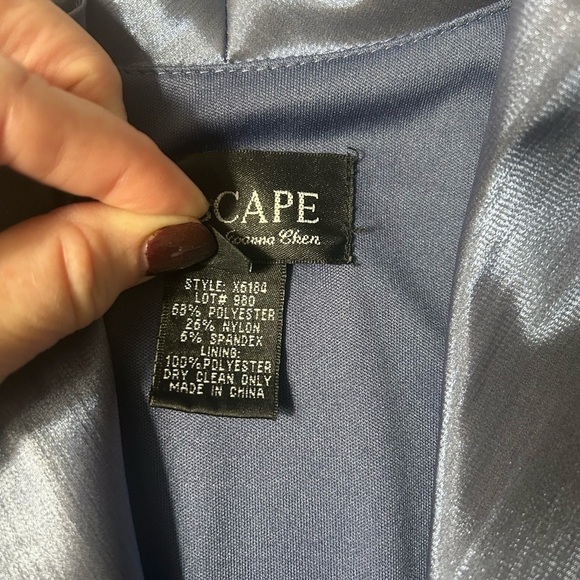 XSCAPE Elegant Shiny Blue Blouse 3/4 Sleeve Spandex Blend Women’s 14 - Picture 15 of 16